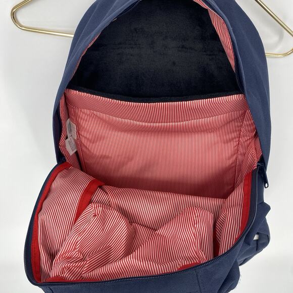 Herschel Backpack Pop Quiz 25L With Padded Laptop Compartment Navy Tan Leather - Picture 8 of 14